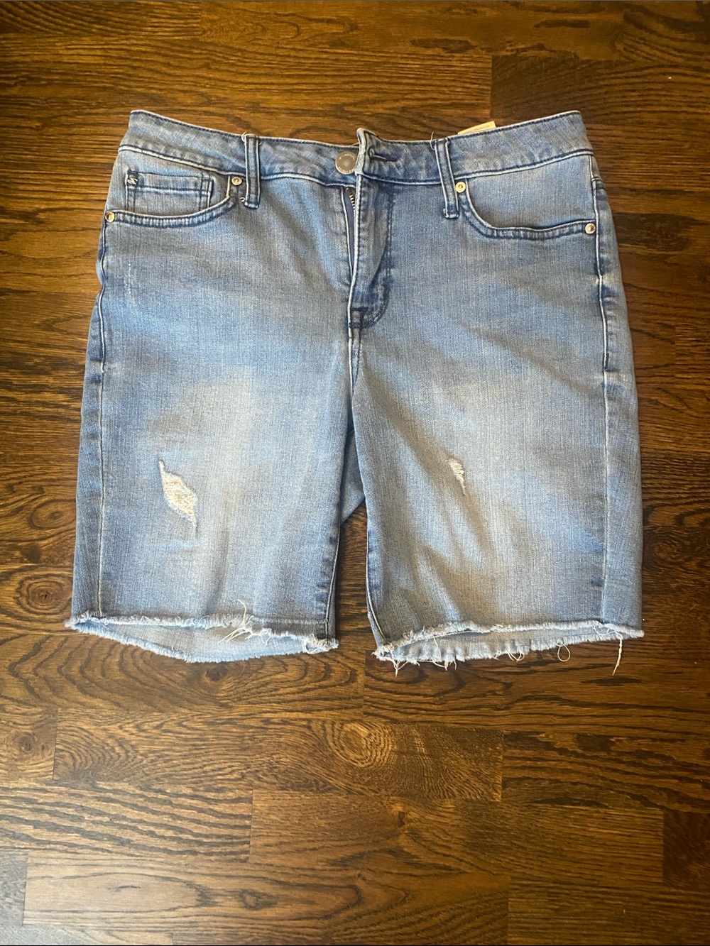 Seven7 Light Blue Distressed Denim Shorts